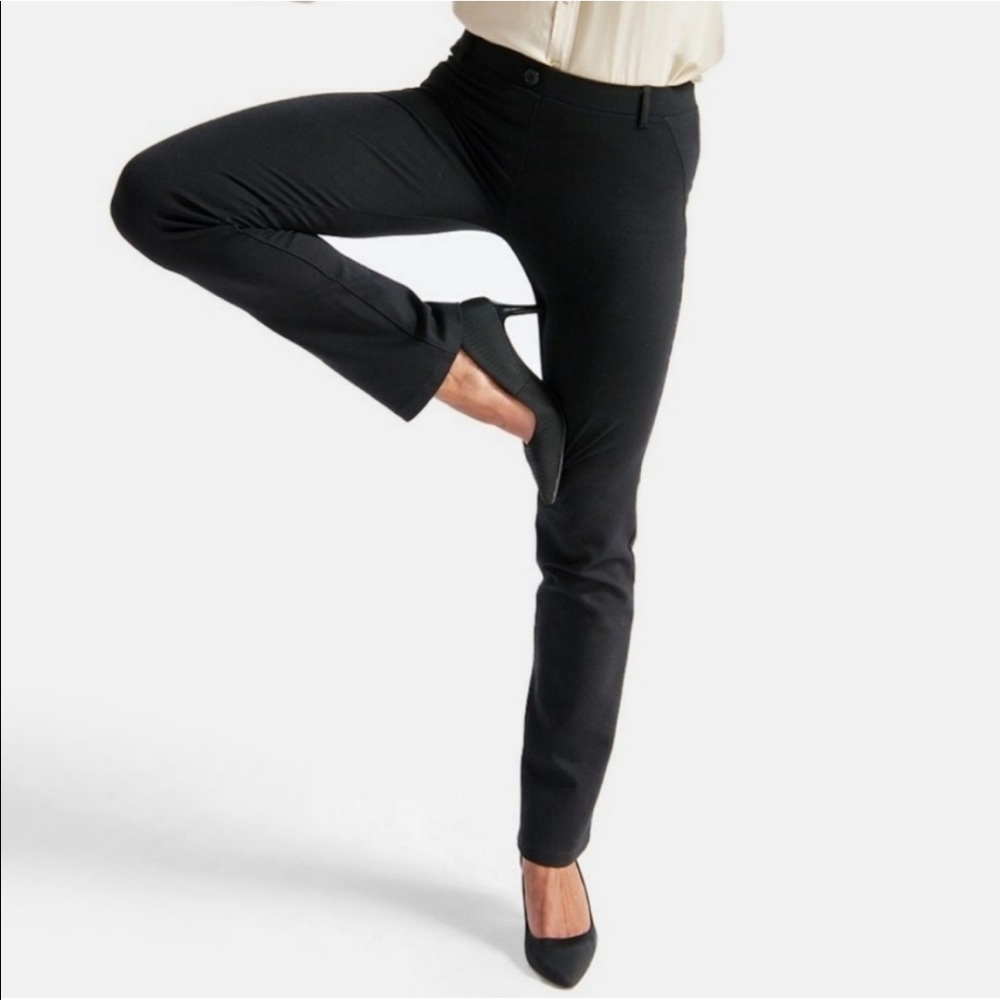 Betabrand Classic Black Straight Leg Pants